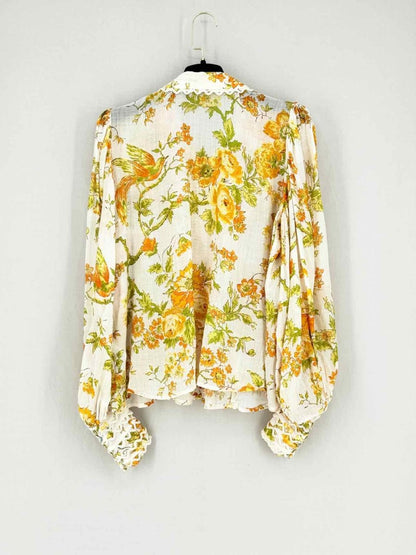 Pre - loved ALEMAIS Songbird White Multicolor Size US 4 Blouse at Reems Closet