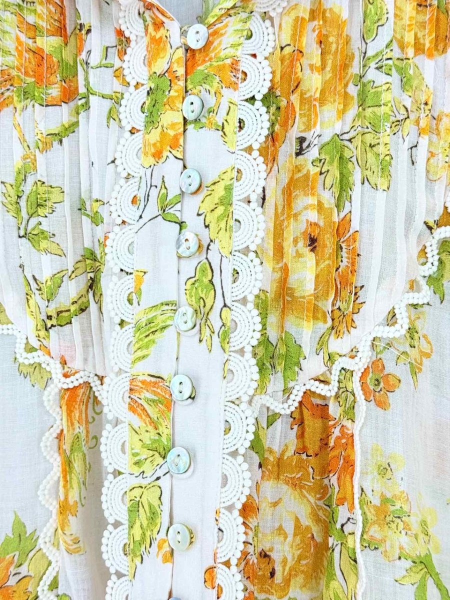 Pre - loved ALEMAIS Songbird White Multicolor Size US 4 Blouse at Reems Closet