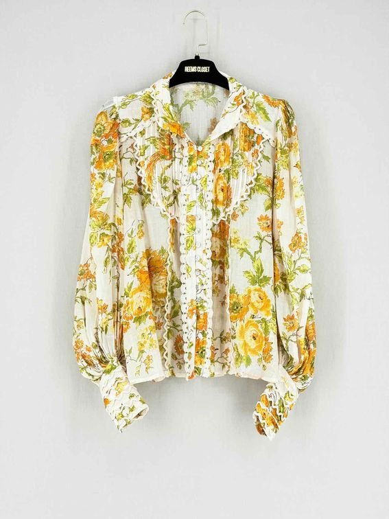 Pre - loved ALEMAIS Songbird White Multicolor Size US 4 Blouse at Reems Closet