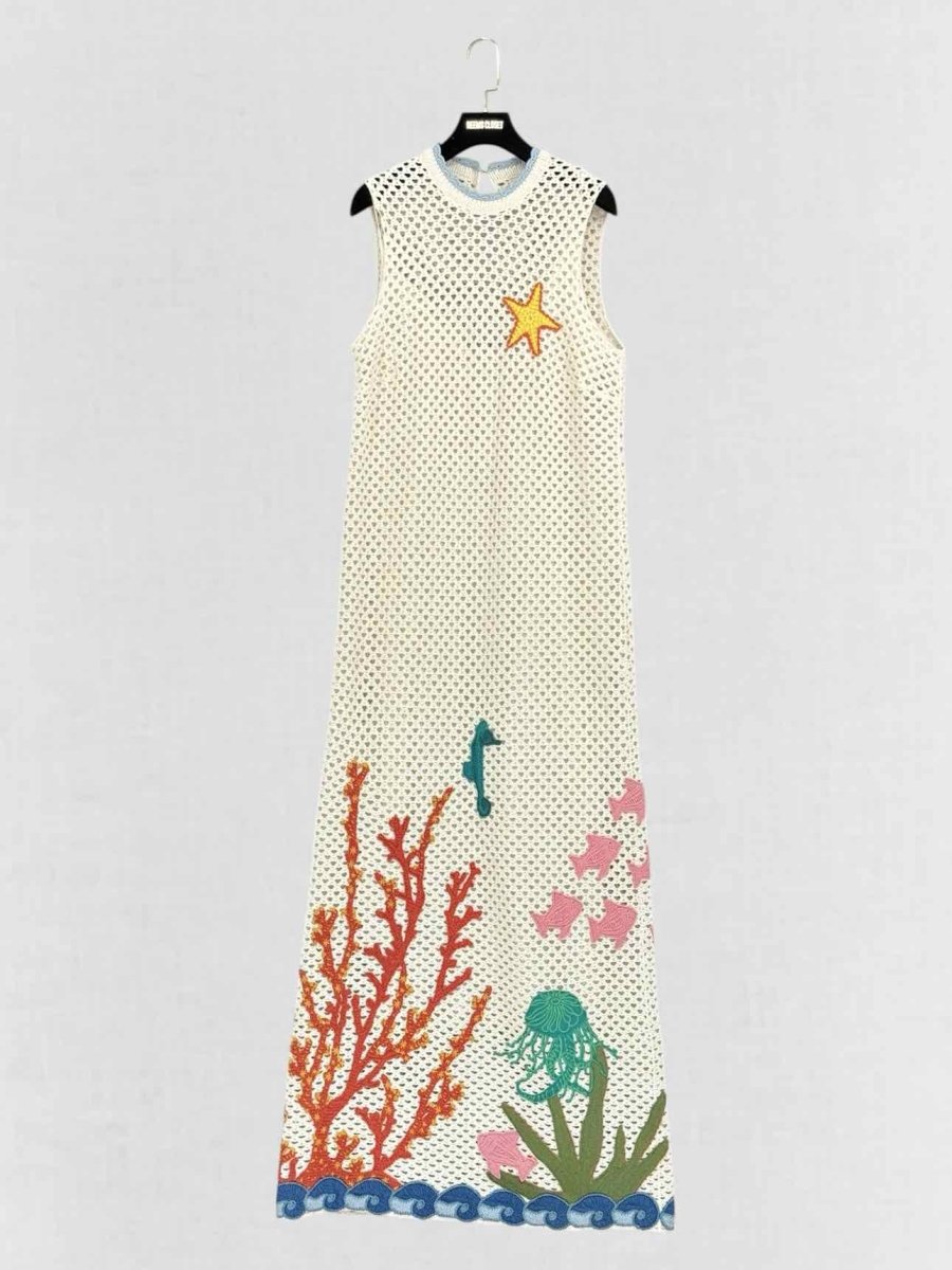 Pre - loved ALEMAIS Splash Cream Multicolor Size US 4 Midi Dress at Reems Closet