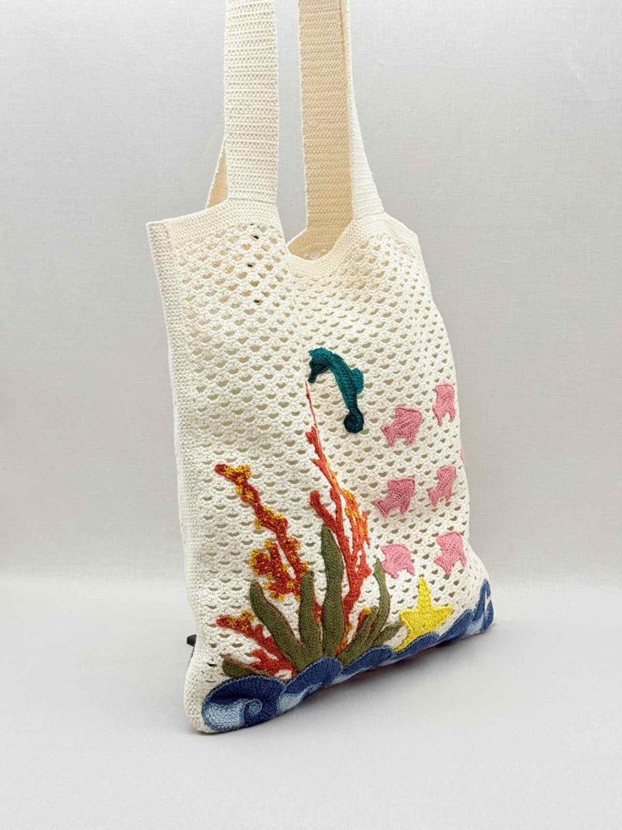 Pre - loved ALEMAIS Splash Cream Multicolor Tote Bag at Reems Closet