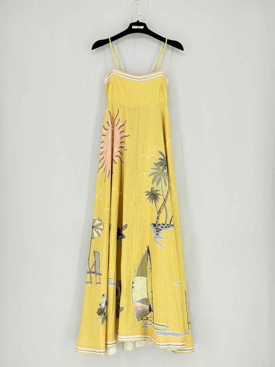 Pre - loved ALEMAIS Sunset Shades Yellow Size US 2 Long Dress at Reems Closet
