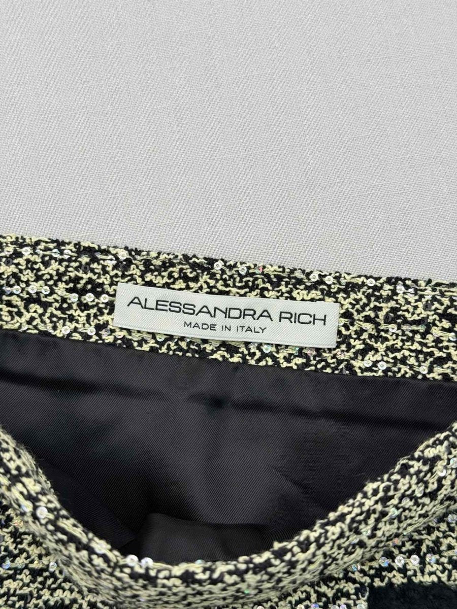 Pre-loved ALESSANDRA RICH Black & Cream Size US 4 Mini Skirt at Reems Closet