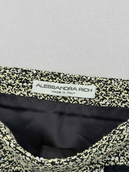 Pre-loved ALESSANDRA RICH Black & Cream Size US 4 Mini Skirt at Reems Closet