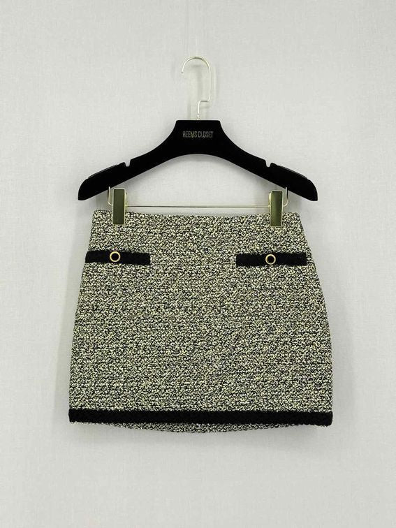 Pre-loved ALESSANDRA RICH Black & Cream Size US 4 Mini Skirt at Reems Closet
