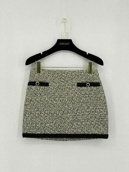 Pre-loved ALESSANDRA RICH Black & Cream Size US 4 Mini Skirt at Reems Closet