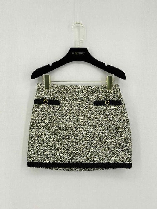 Pre-loved ALESSANDRA RICH Black & Cream Size US 4 Mini Skirt at Reems Closet