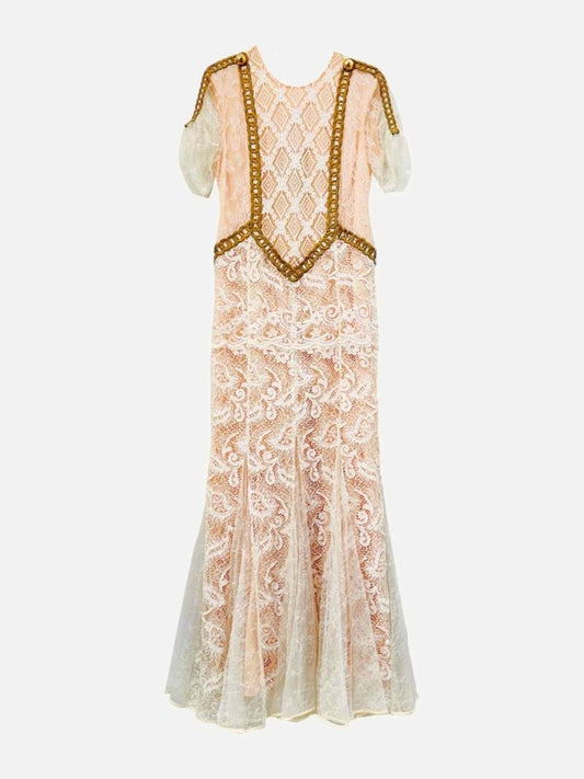 Pre - loved ALESSANDRA RICH Evening Dress Peach Long Dress at Reems Closet