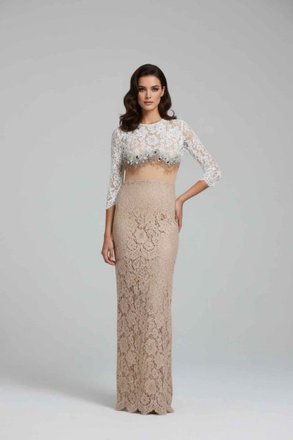 Pre-loved ALESSANDRA RICH White & Brown Size US 8 Long Dress at Reems Closet