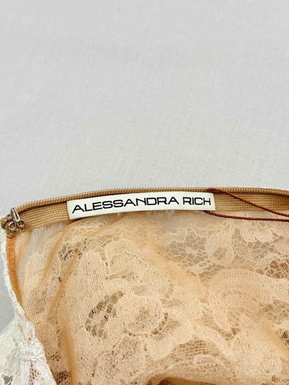 Pre - loved ALESSANDRA RICH White & Brown Size US 8 Long Dress at Reems Closet