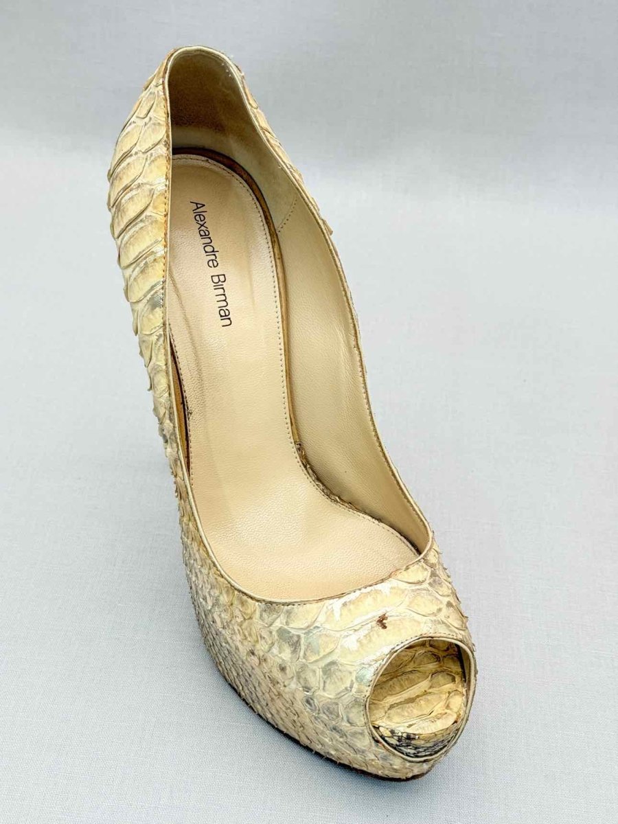 Pre-loved ALEXANDER BIRMAN Open Toe Beige Size EU 37.5 Pumps at Reems Closet
