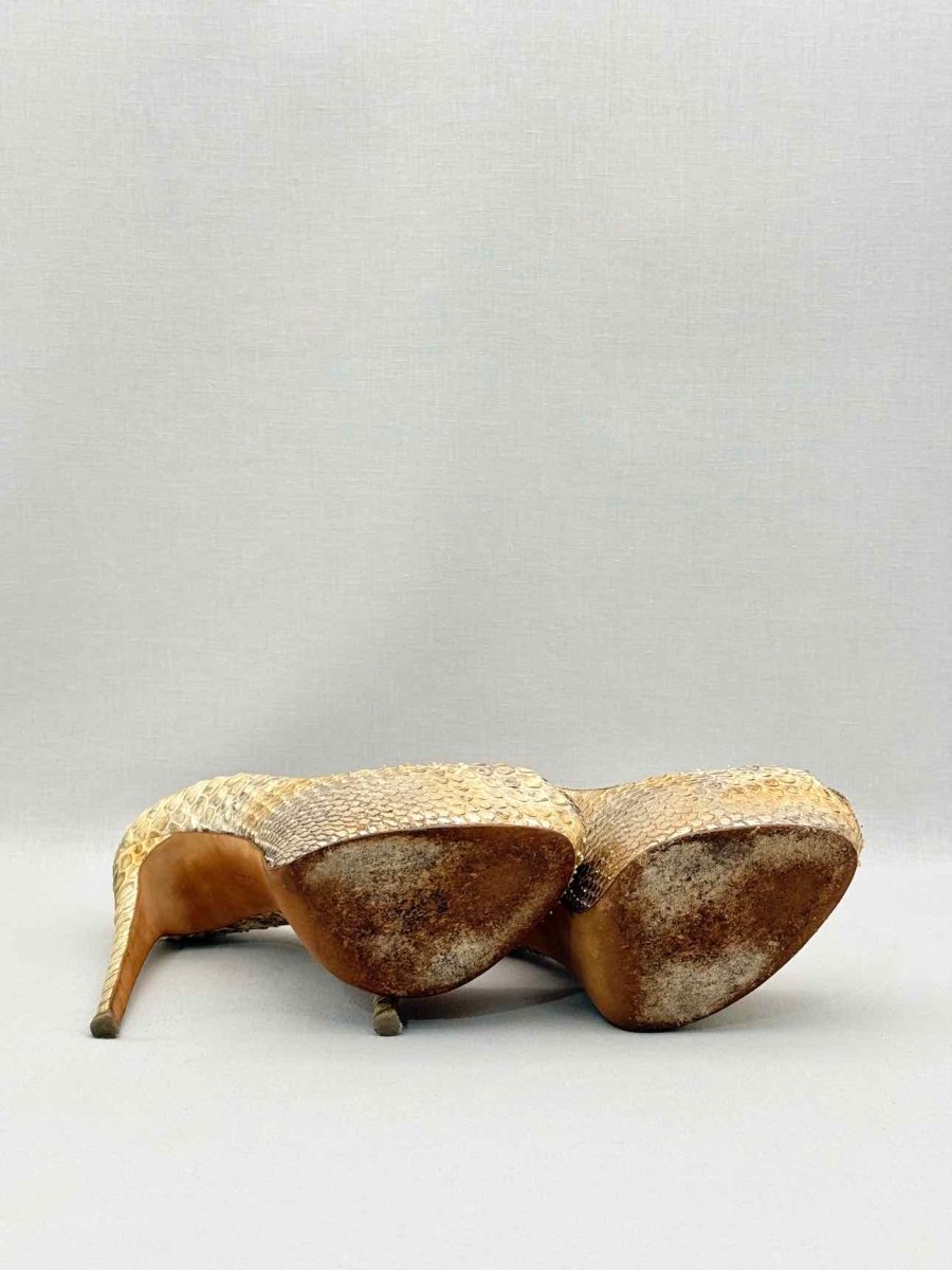Pre-loved ALEXANDER BIRMAN Open Toe Beige Size EU 37.5 Pumps at Reems Closet