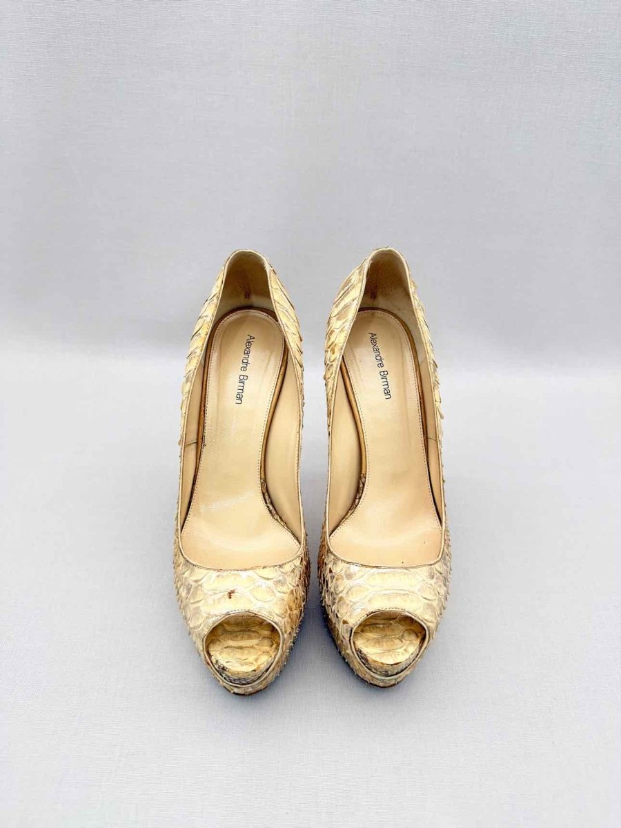 Pre-loved ALEXANDER BIRMAN Open Toe Beige Size EU 37.5 Pumps at Reems Closet