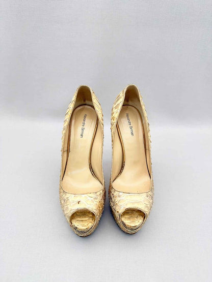 Pre-loved ALEXANDER BIRMAN Open Toe Beige Size EU 37.5 Pumps at Reems Closet
