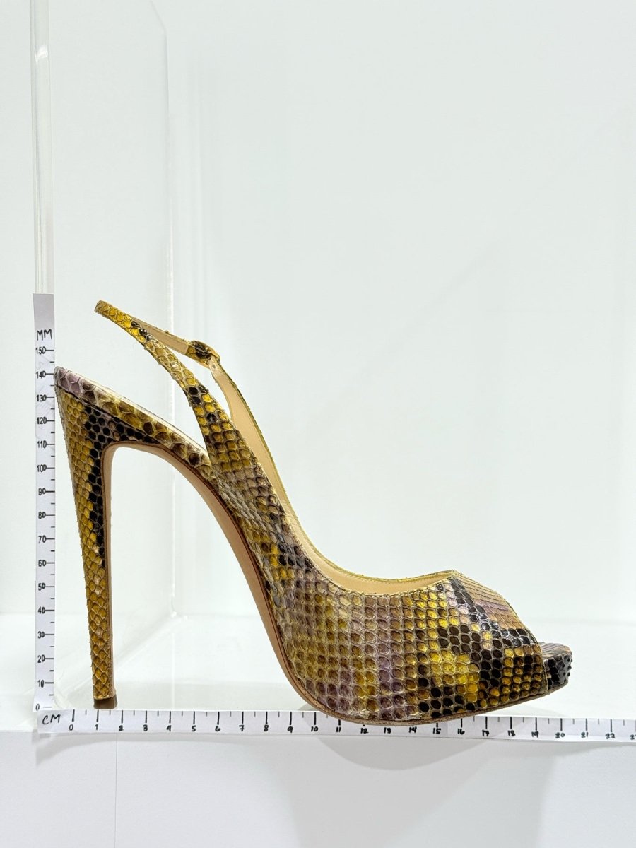 Pre - loved ALEXANDER BIRMAN Yellow & Brown Size EU 41 Slingbacks at Reems Closet