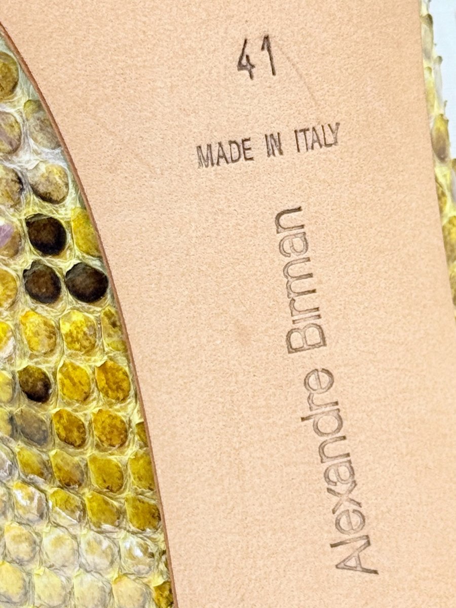 Pre - loved ALEXANDER BIRMAN Yellow & Brown Size EU 41 Slingbacks at Reems Closet