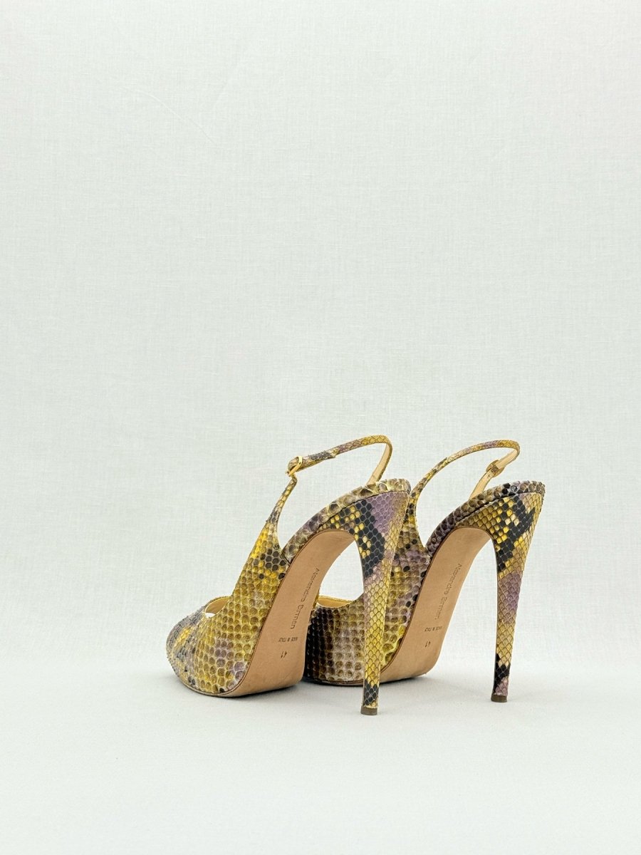 Pre - loved ALEXANDER BIRMAN Yellow & Brown Size EU 41 Slingbacks at Reems Closet