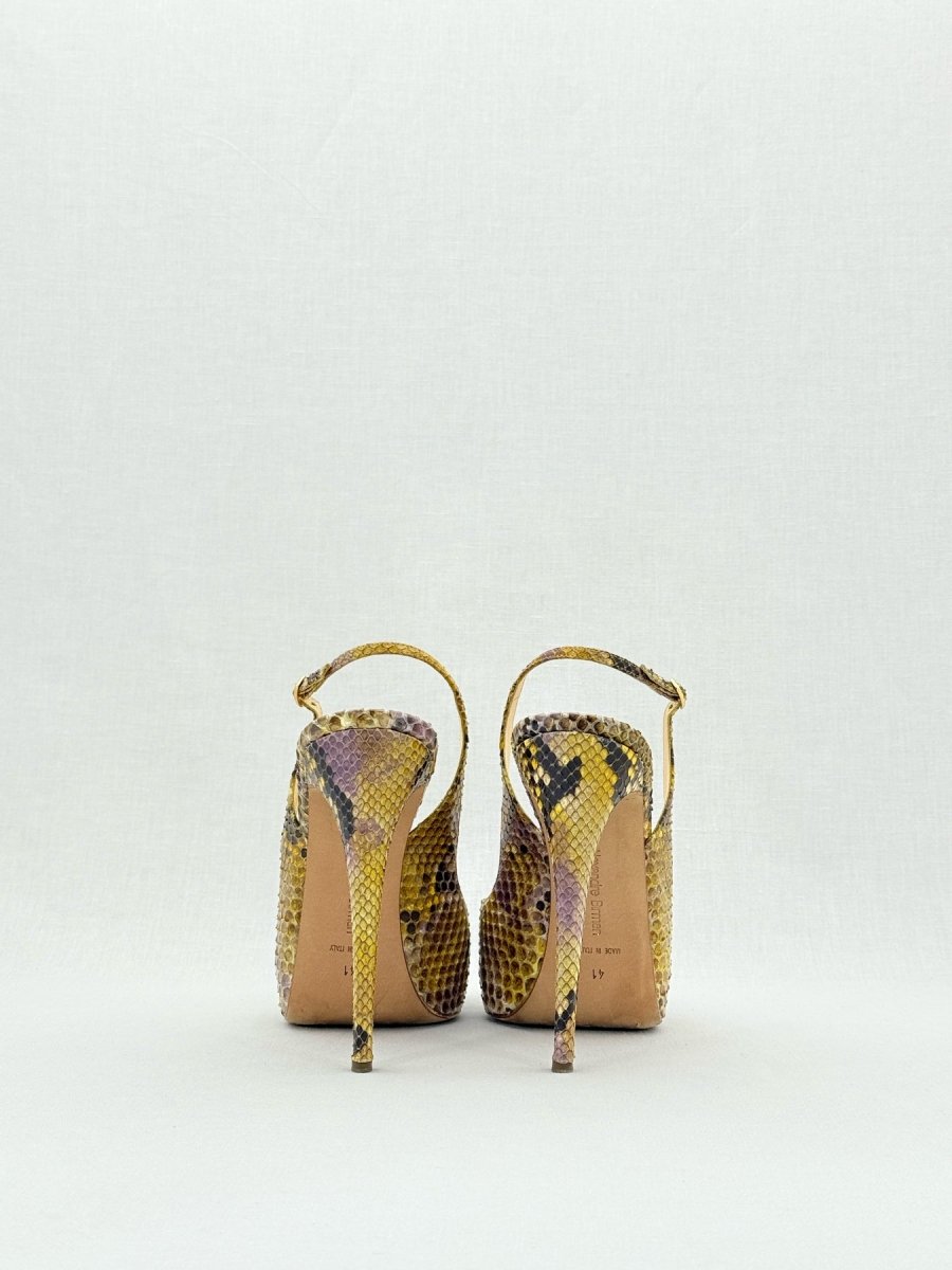 Pre - loved ALEXANDER BIRMAN Yellow & Brown Size EU 41 Slingbacks at Reems Closet