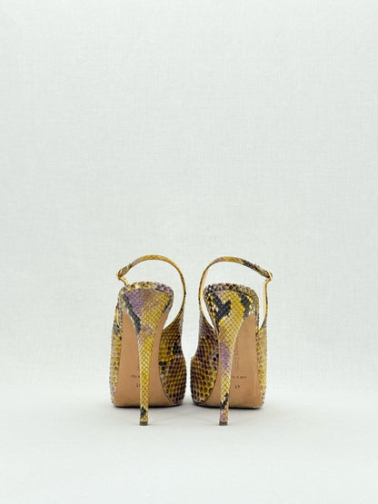 Pre - loved ALEXANDER BIRMAN Yellow & Brown Size EU 41 Slingbacks at Reems Closet
