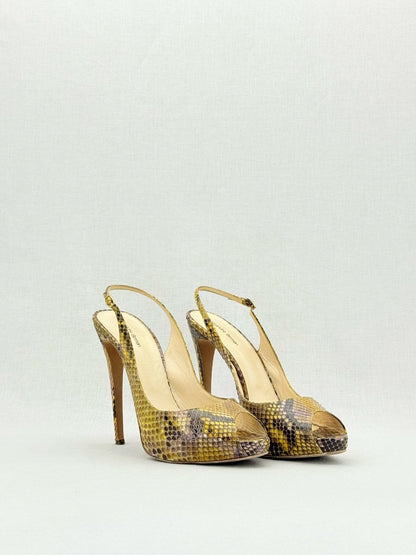 Pre - loved ALEXANDER BIRMAN Yellow & Brown Size EU 41 Slingbacks at Reems Closet