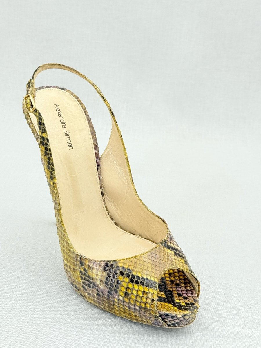 Pre - loved ALEXANDER BIRMAN Yellow & Brown Size EU 41 Slingbacks at Reems Closet
