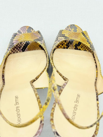 Pre - loved ALEXANDER BIRMAN Yellow & Brown Size EU 41 Slingbacks at Reems Closet