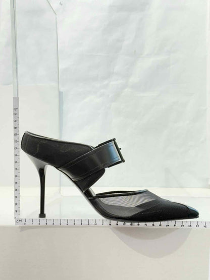 Pre - loved ALEXANDER MCQUEEN Black Mesh Size EU 38.5 Mules at Reems Closet