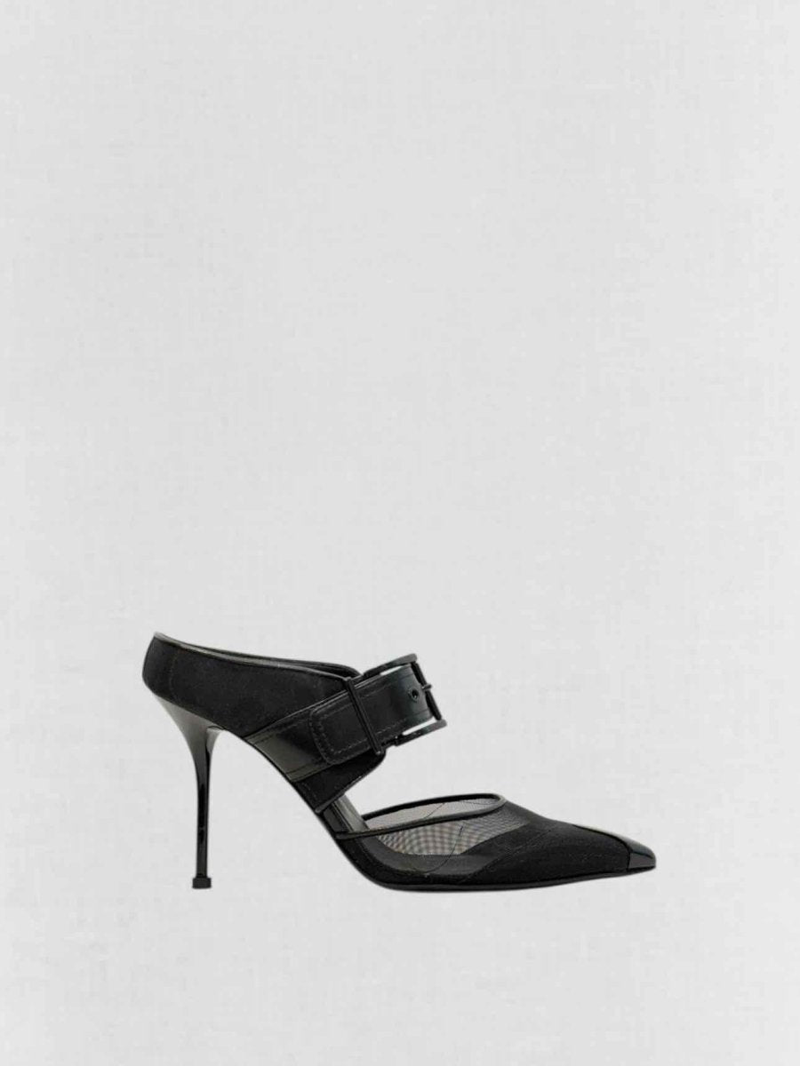 Pre - loved ALEXANDER MCQUEEN Black Mesh Size EU 38.5 Mules at Reems Closet