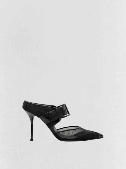 Pre - loved ALEXANDER MCQUEEN Black Mesh Size EU 38.5 Mules at Reems Closet