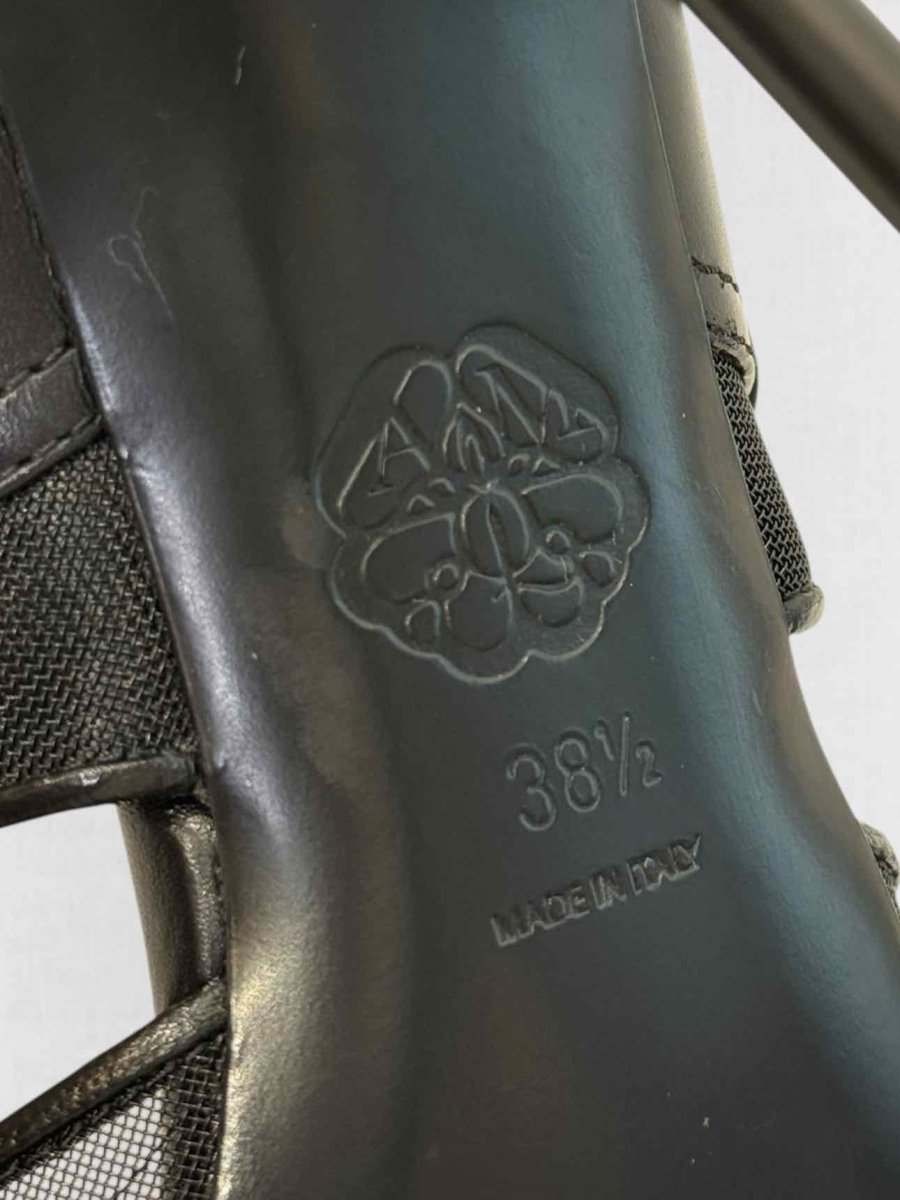 Pre - loved ALEXANDER MCQUEEN Black Mesh Size EU 38.5 Mules at Reems Closet