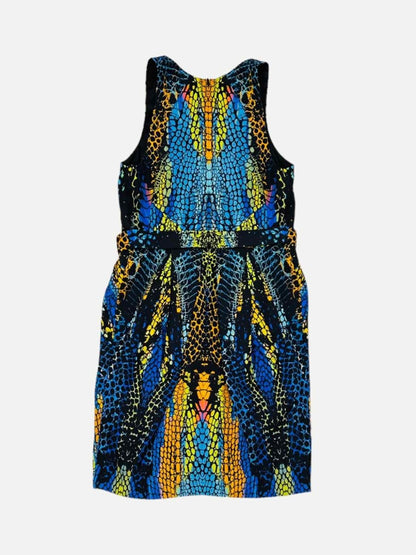 Pre - loved ALEXANDER MCQUEEN Blue Multicolor Knee Length Dress at Reems Closet