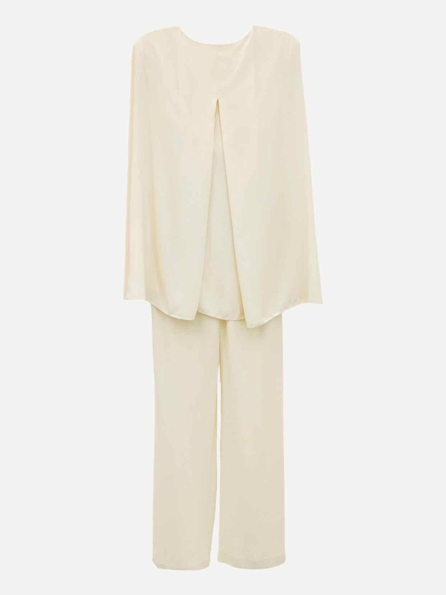 Pre - loved ALEXANDER MCQUEEN Butterfly Sleeve Cream Jumpsuit at Reems Closet