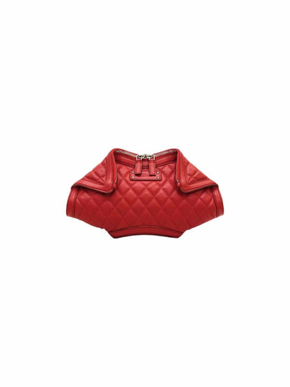 Pre - loved ALEXANDER MCQUEEN De Manta Red Quilted Clutch at Reems Closet