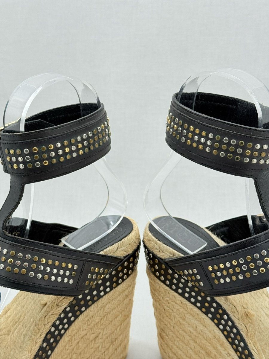 Pre - loved ALEXANDER MCQUEEN Espadrille Black Size EU 37 Wedges at Reems Closet