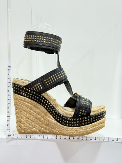 Pre - loved ALEXANDER MCQUEEN Espadrille Black Size EU 37 Wedges at Reems Closet