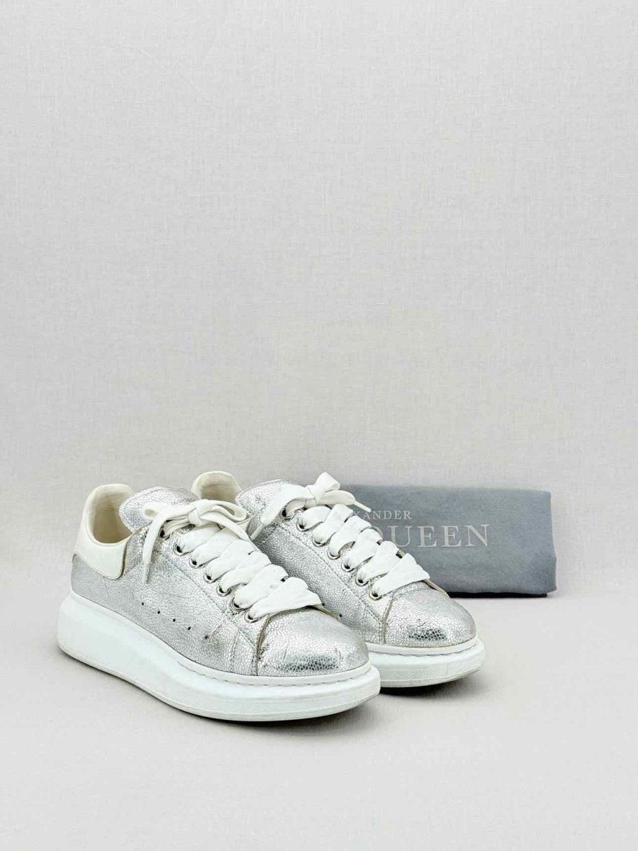 Pre - loved ALEXANDER MCQUEEN Metallic Silver Size EU 40 Sneakers at Reems Closet