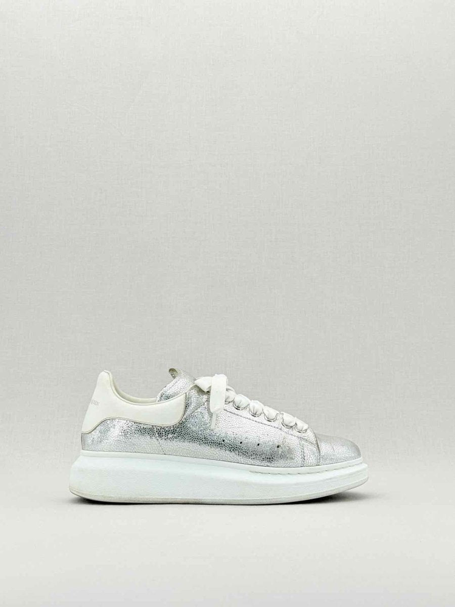 Pre - loved ALEXANDER MCQUEEN Metallic Silver Size EU 40 Sneakers at Reems Closet