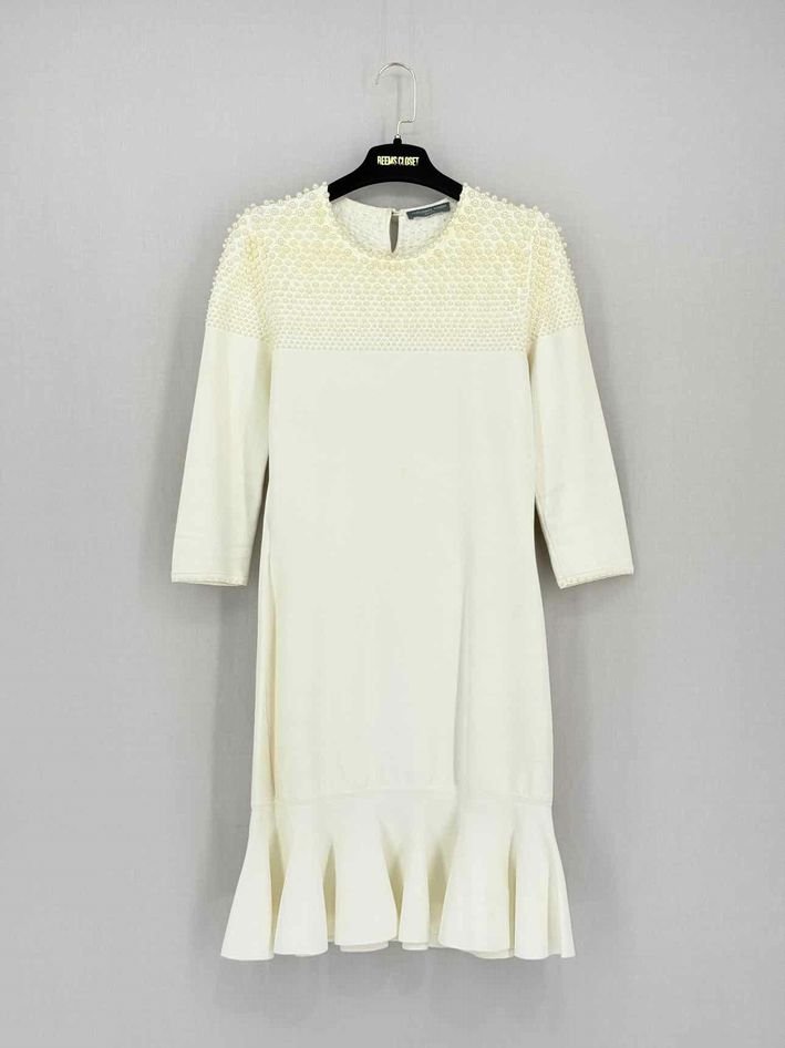 Pre-loved ALEXANDER MCQUEEN Pearl Bodice Cream Short Dress at Reems Closet