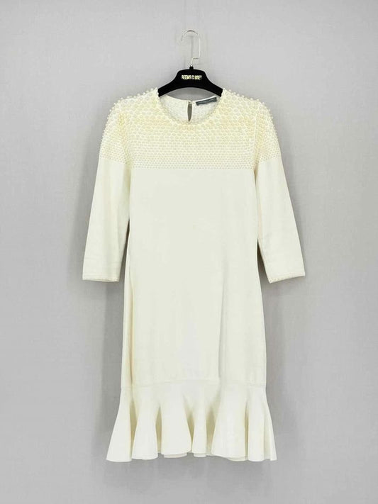 Pre-loved ALEXANDER MCQUEEN Pearl Bodice Cream Short Dress at Reems Closet