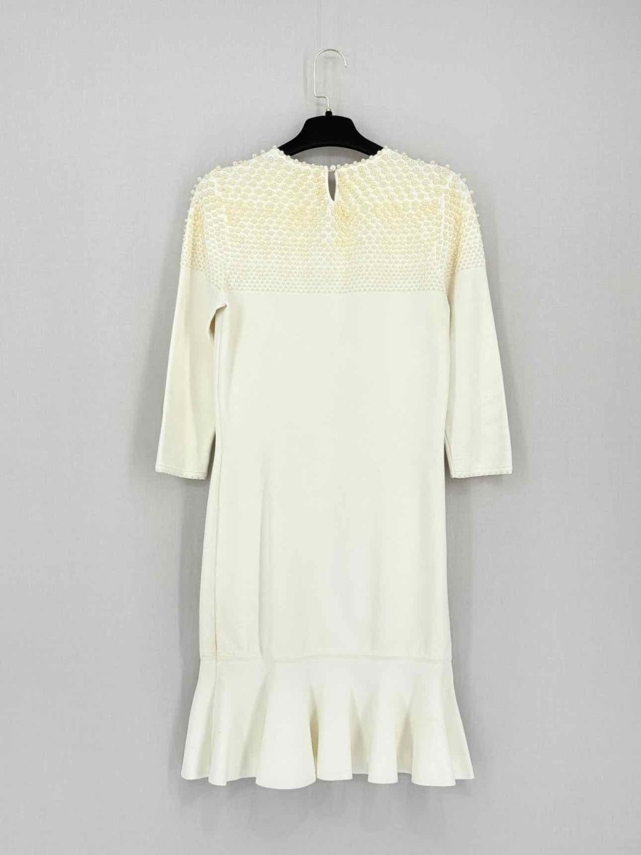 Pre-loved ALEXANDER MCQUEEN Pearl Bodice Cream Short Dress at Reems Closet