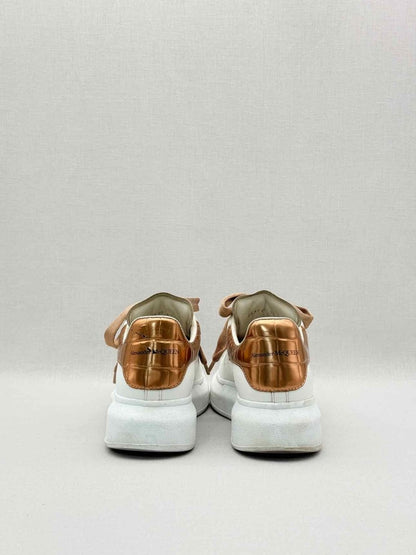 Pre-loved ALEXANDER MCQUEEN White & Bronze Size EU 37 Sneakers at Reems Closet