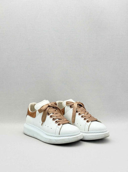 Pre-loved ALEXANDER MCQUEEN White & Bronze Size EU 37 Sneakers at Reems Closet