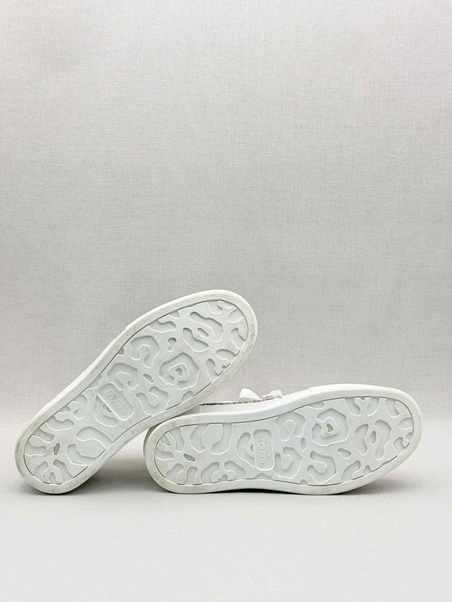 Pre-loved ALEXANDER MCQUEEN White & Silver Size EU 39 Sneakers at Reems Closet