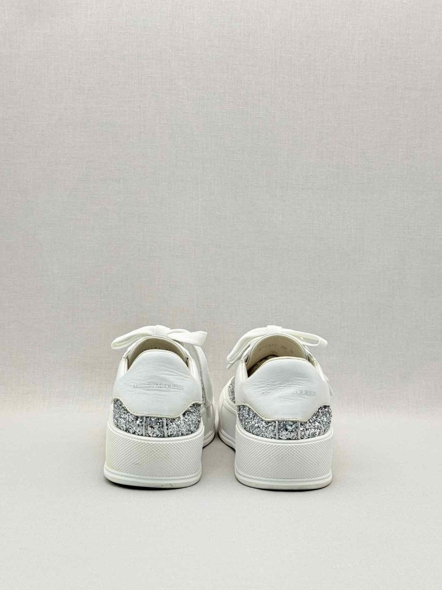 Pre-loved ALEXANDER MCQUEEN White & Silver Size EU 39 Sneakers at Reems Closet