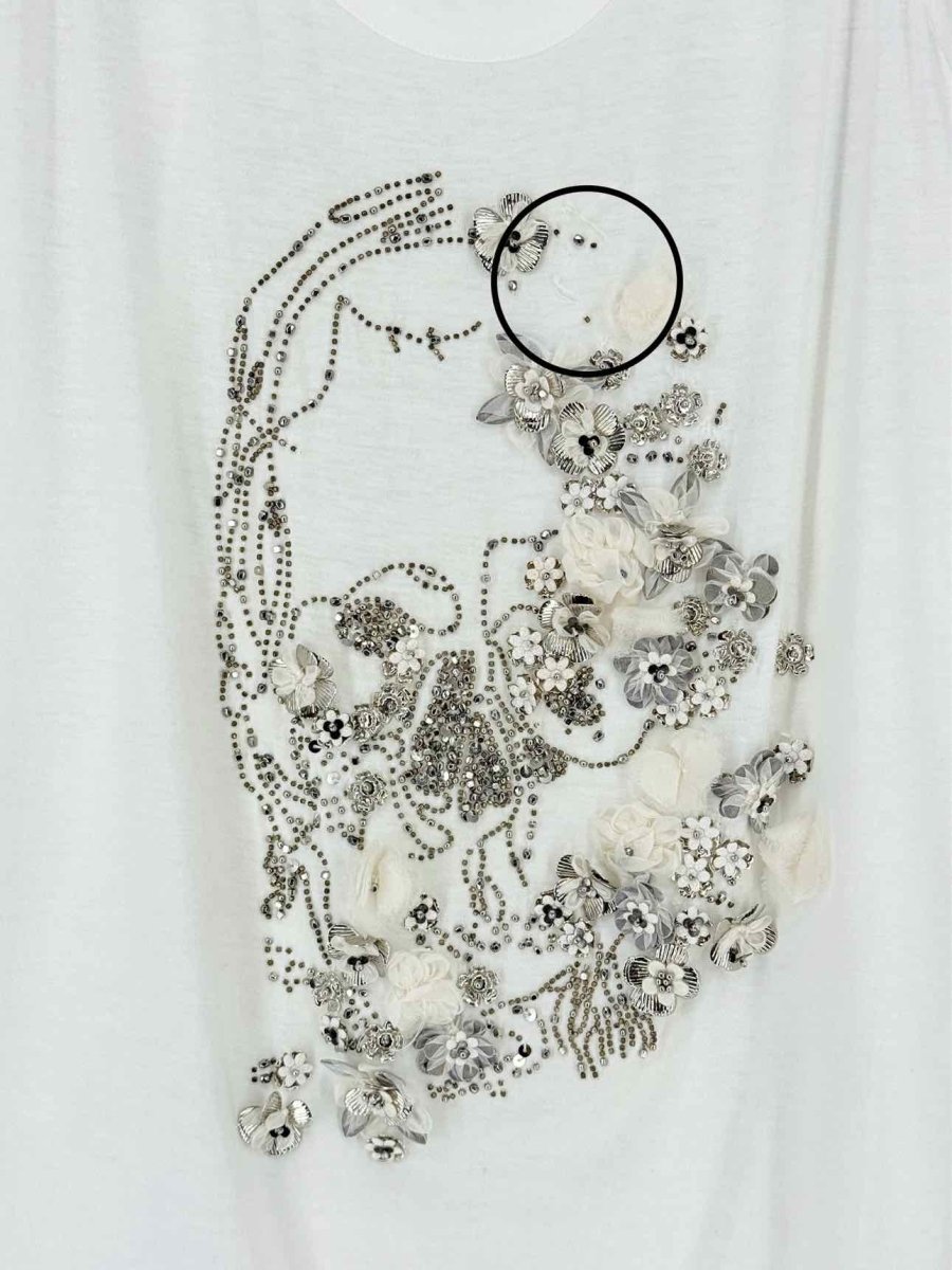 Pre - loved ALEXANDER MCQUEEN White Skull Embellished Size US 4 Top at Reems Closet