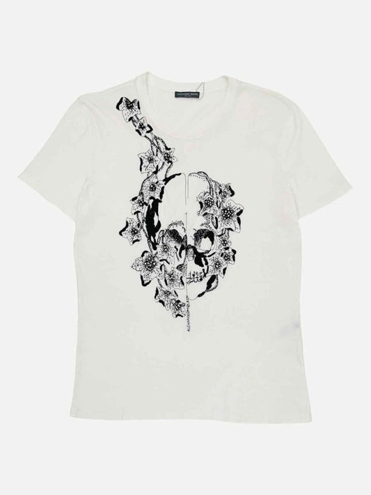 Pre-loved ALEXANDER MCQUEEN White w/ Black Skull Print T-shirt from Reems Closet