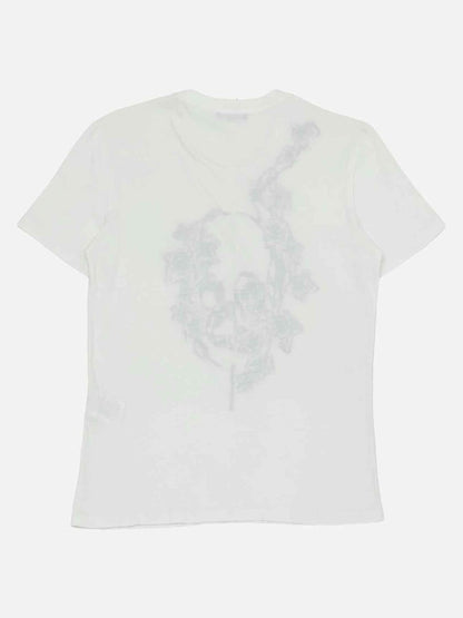 Pre - loved ALEXANDER MCQUEEN White w/ Black Skull Print T-shirt at Reems Closet