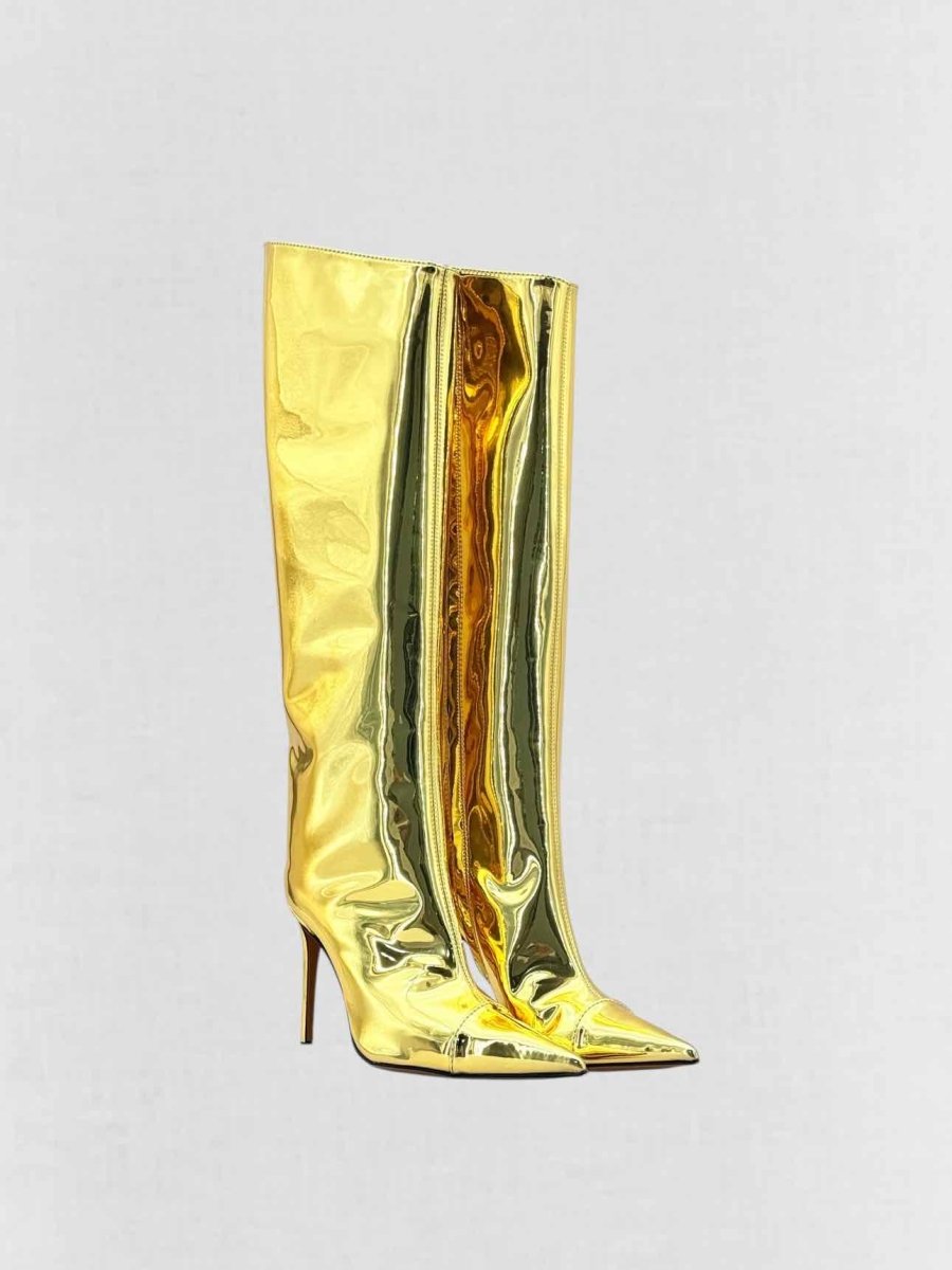 Pre - loved ALEXANDER VAUTHIER Gold Size EU 39 Knee High Boots at Reems Closet