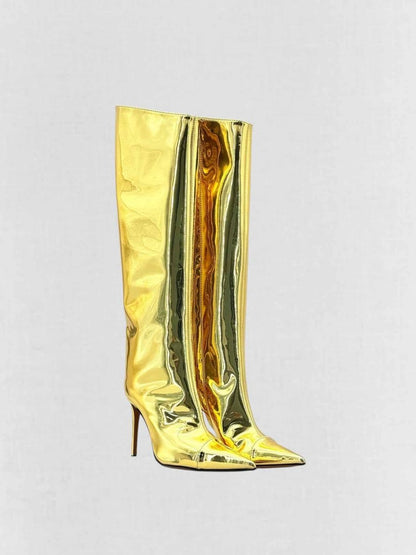 Pre - loved ALEXANDER VAUTHIER Gold Size EU 39 Knee High Boots at Reems Closet