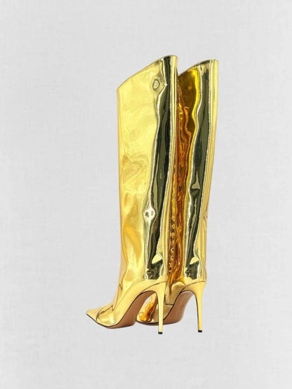 Pre - loved ALEXANDER VAUTHIER Gold Size EU 39 Knee High Boots at Reems Closet